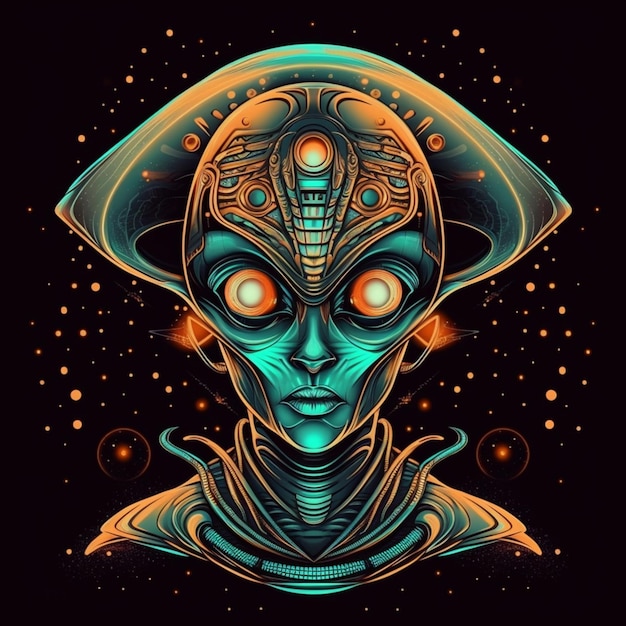 retrato de design de ilustração alienígena