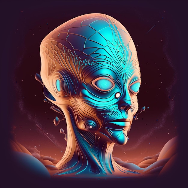 retrato de design de ilustração alienígena