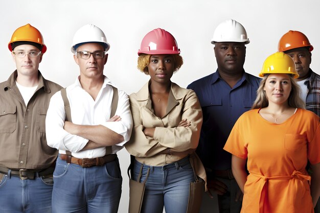 Foto retrato de diversos grupos de trabalhadores