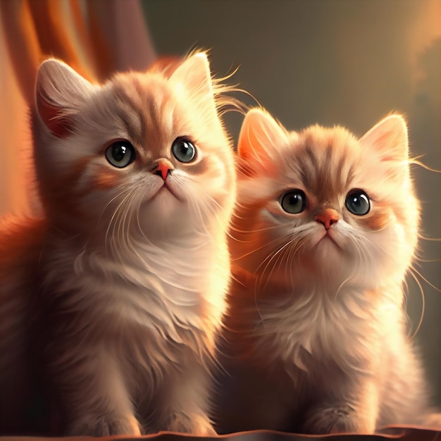 Retrato de dois gatinhos fofos