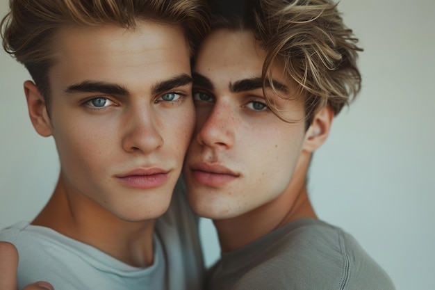 retrato de dois jovens e belos meninos gays