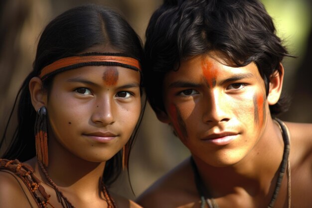 Foto retrato de dois jovens nativos