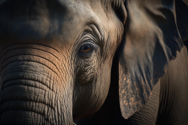 Retrato de elefante fechado IA generativa