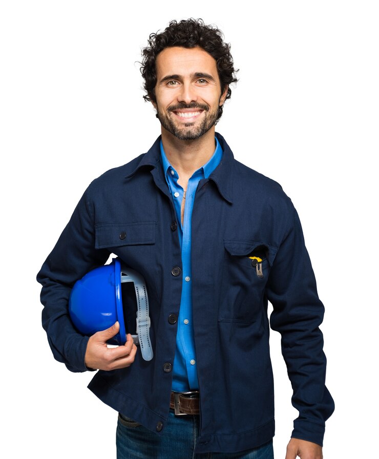 Foto retrato de engenheiro isolado no branco