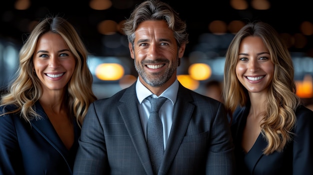 Retrato de equipe profissional com empresários e empresárias sorridentes