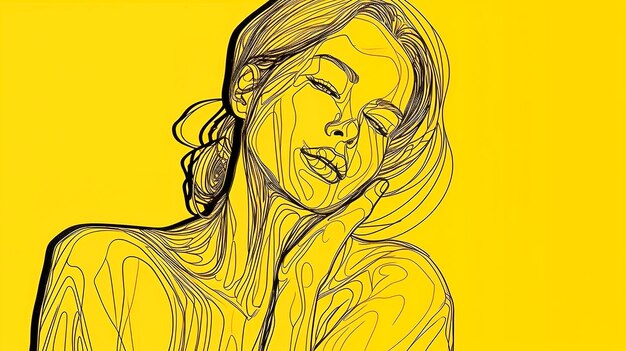 Retrato de estilo de beleza em fundo amarelo generativo ai