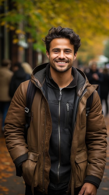 Retrato de estudante universitário alegre