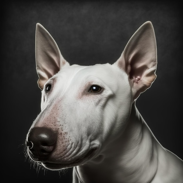 Retrato de estúdio arrebatador de bull terrier em fundo isolado