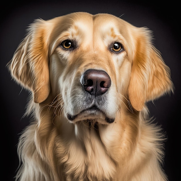 Retrato de estúdio arrebatador de cachorro golden retriever em fundo isolado