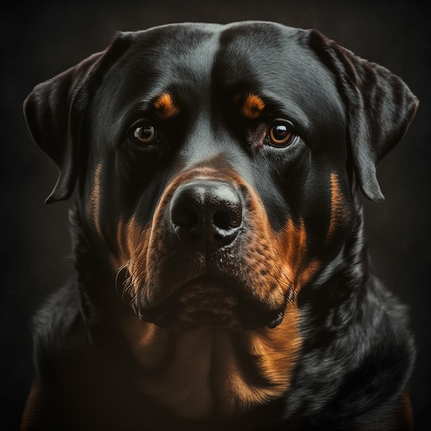Retrato de estúdio arrebatador de cachorro rottweiler em fundo isolado
