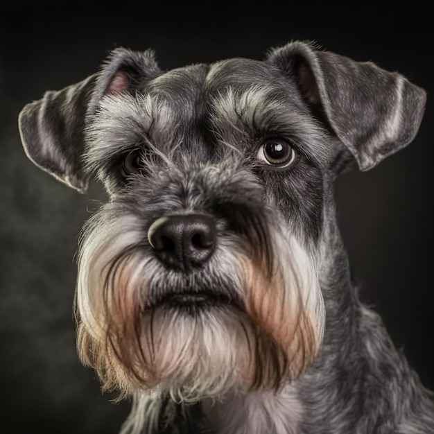 Retrato de estúdio arrebatador de cachorro schnauzer miniatura em fundo isolado