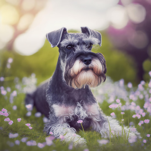 Retrato de estúdio arrebatador de cachorro schnauzer miniatura em fundo isolado