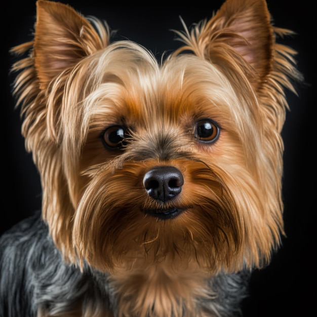 Retrato de estúdio arrebatador de cachorro yorkshire terrier em fundo isolado