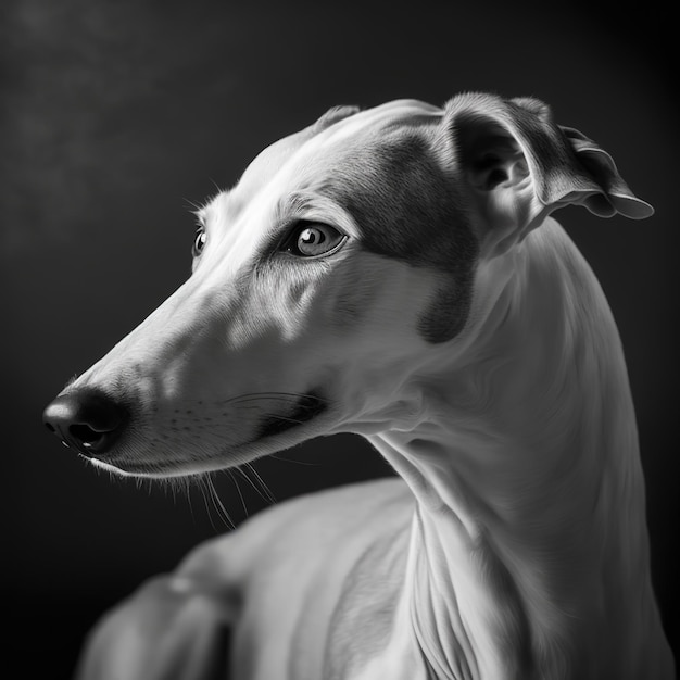 Retrato de estúdio arrebatador de cão galgo em fundo isolado