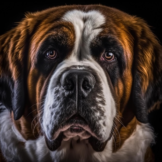 Retrato de estúdio arrebatador de cão stbernard em fundo isolado