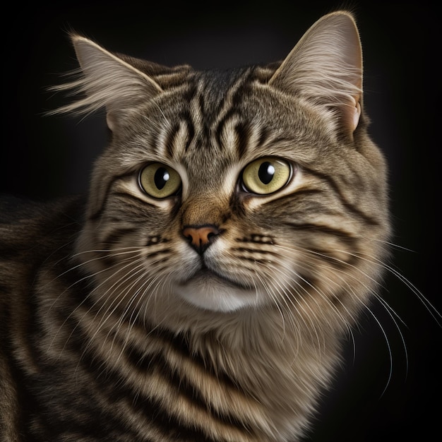 Retrato de estúdio arrebatador de gato bobtail americano em fundo isolado