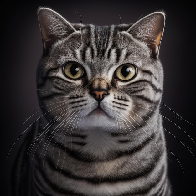 Retrato de estúdio arrebatador de gato shorthair americano em fundo isolado