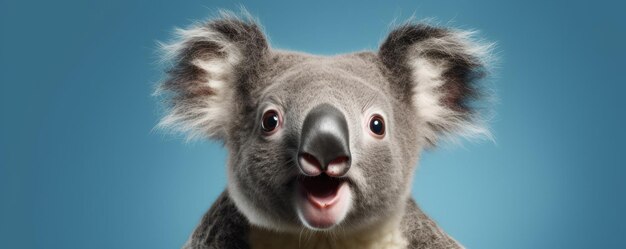 Foto retrato de estúdio de um koala com um rosto surpreso