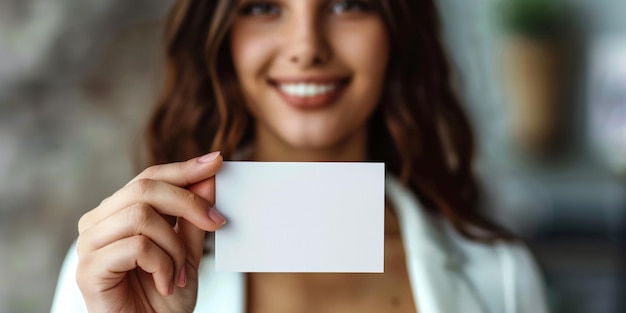 Retrato de estúdio de uma bela jovem posando com uma tela branca