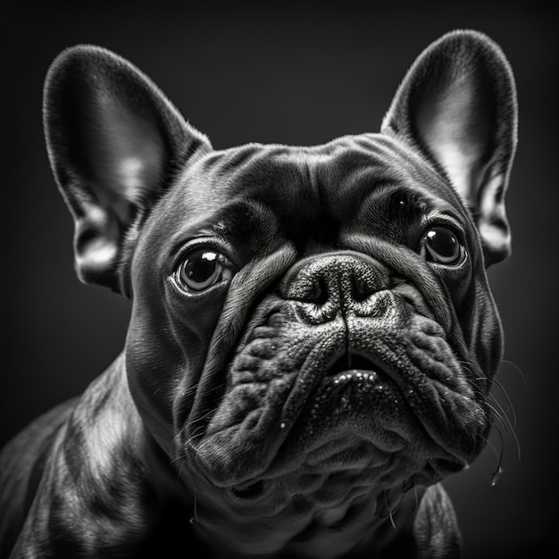 Retrato de estúdio realista arrebatador de bull dog francês com fundo isolado