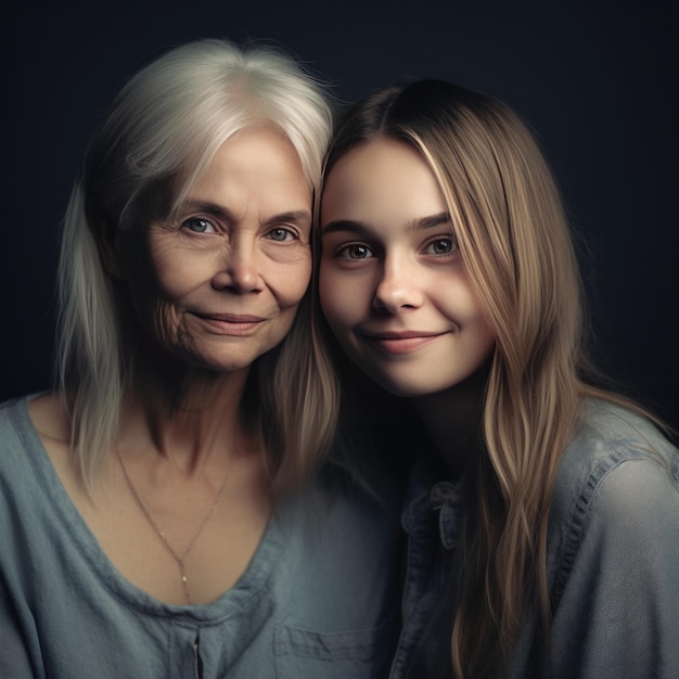 Retrato de família de avó e neta