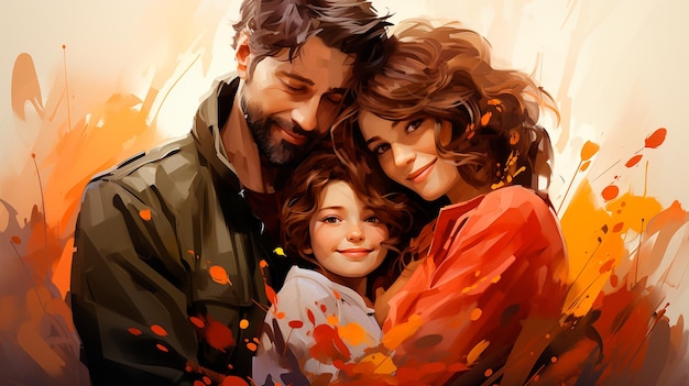 Foto retrato de família feliz com menina