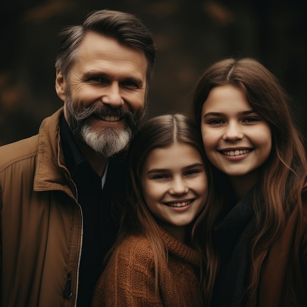 Retrato de família sorridente ao ar livre