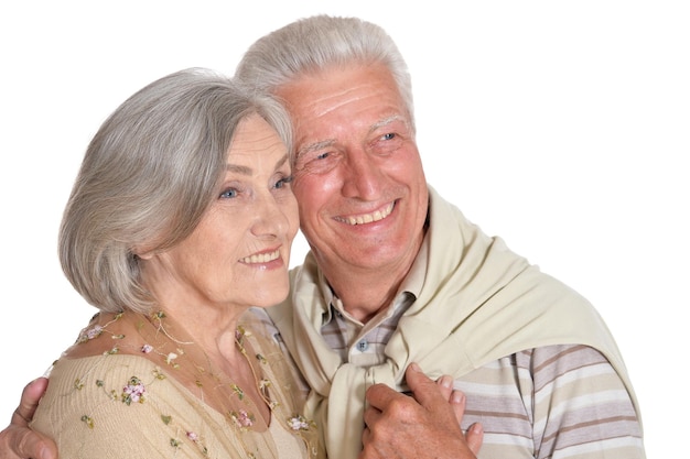 Foto retrato de feliz casal sênior de mãos dadas