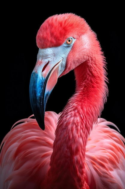 Retrato de flamingo rosa em close-up