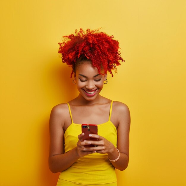 Foto retrato de foto grátis de uma pessoa alegre e elegante usando um smartphone vr tablet