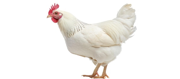 Retrato de frango branco isolado em fundo branco imagem gerada por IA