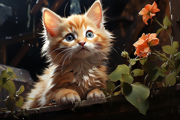 Retrato de gatinho laranja AnimePixar Hybrid Art