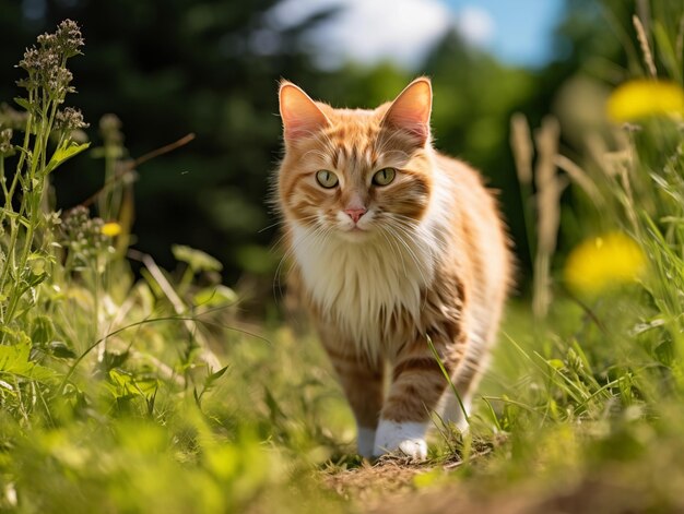 retrato de gato adorável no jardim