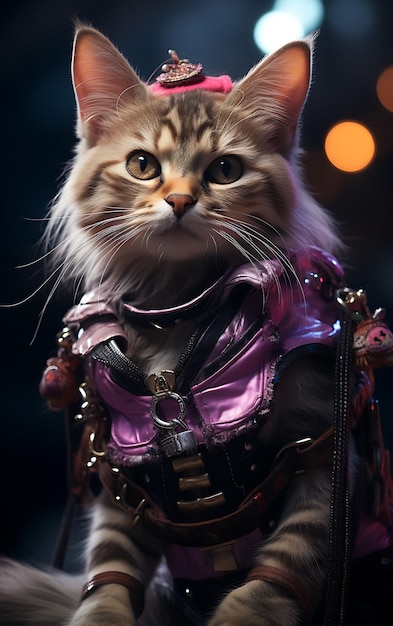 Retrato de gato ágil pirata abissínio traje acrobata spandex bodys coleções de artes de animais