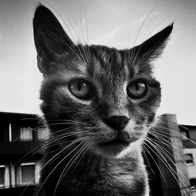 Foto retrato de gato contra o céu