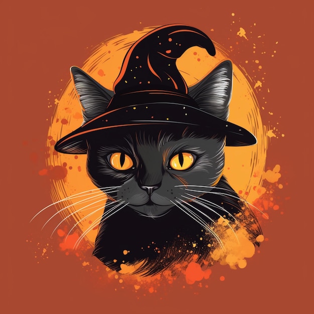 retrato de gato de halloween vestindo fantasia de bruxa