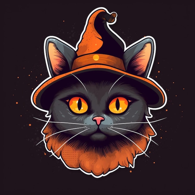 retrato de gato de halloween vestindo fantasia de bruxa