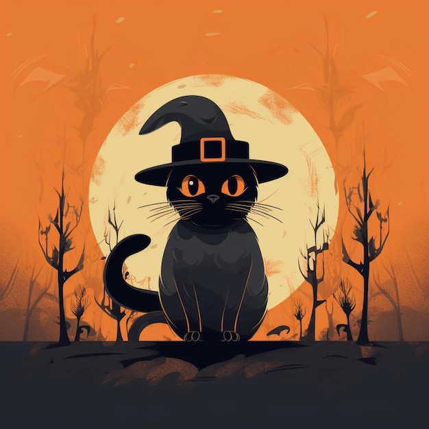 retrato de gato de halloween vestindo fantasia de bruxa