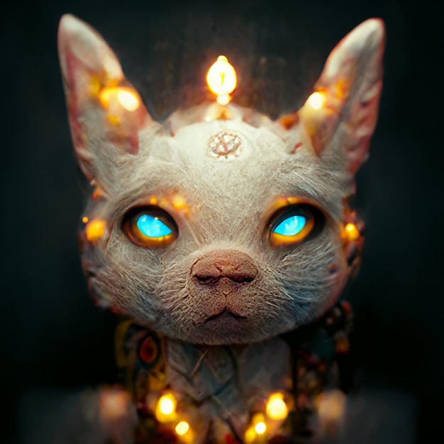 Retrato de gato dourado Gatos são ilustração de avatar de deuses