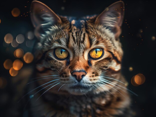 Retrato de gato em close criado com tecnologia de IA generativa