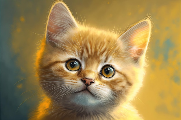 Retrato de gato fofo em fundo laranja criado usando tecnologia generativa de IA