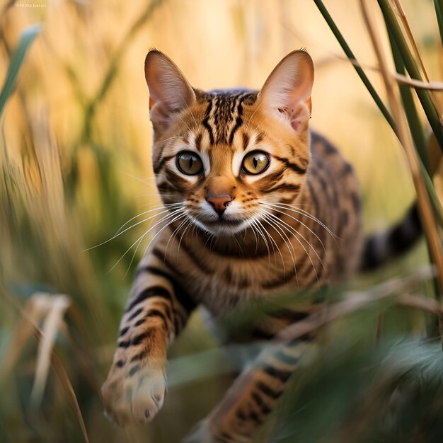 Foto retrato de gato na natureza ou gato na selva