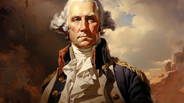 Retrato de George Washington em estilo de pintura a óleo Generative AI