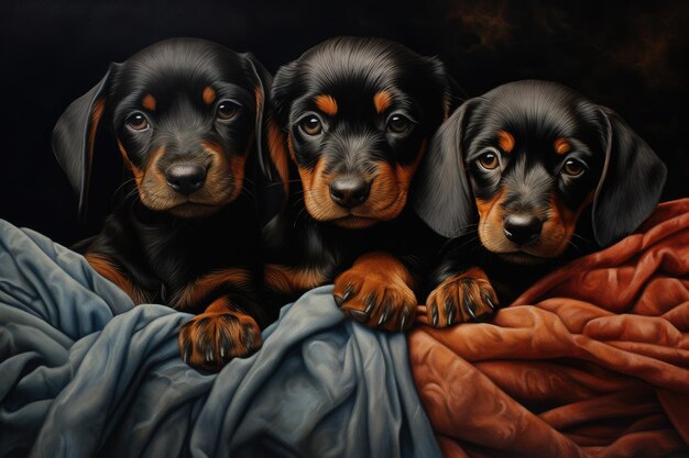 Retrato de grupo de cachorrinhos adoráveis AI generativo