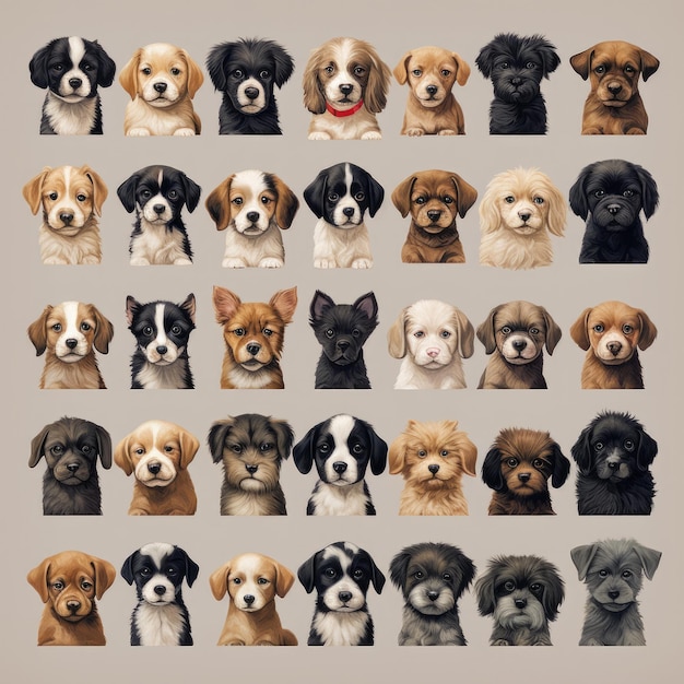 Foto retrato de grupo de cachorrinhos adoráveis ai generativo