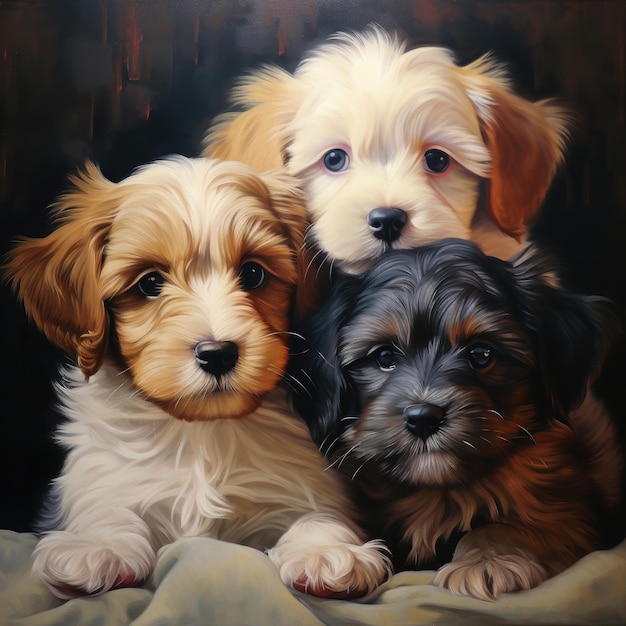 Retrato de grupo de cachorrinhos adoráveis AI generativo