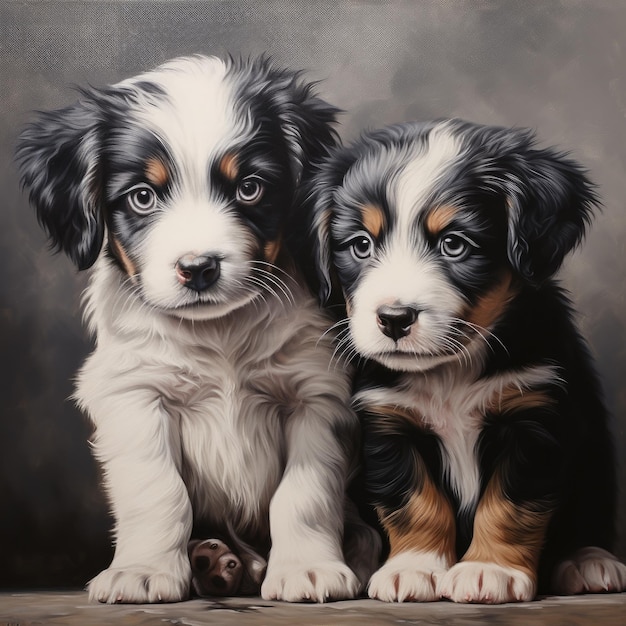 Retrato de grupo de cachorrinhos adoráveis AI generativo