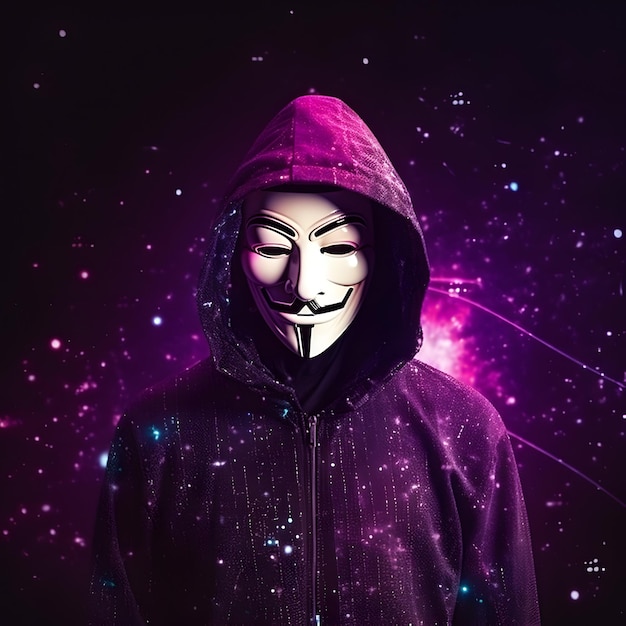 Retrato de hacker anônimo Conceito de hacking cibercrime cibersegurança ataque cibernético etc
