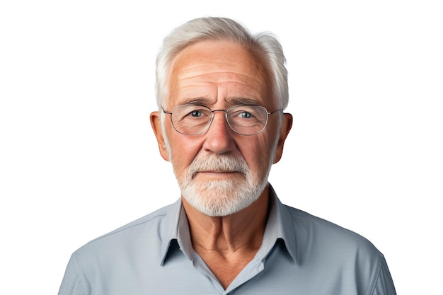 Foto retrato de homem idoso isolado em fundo branco
