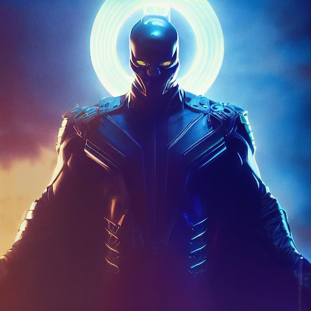 Retrato de homem super-herói ou supervilão